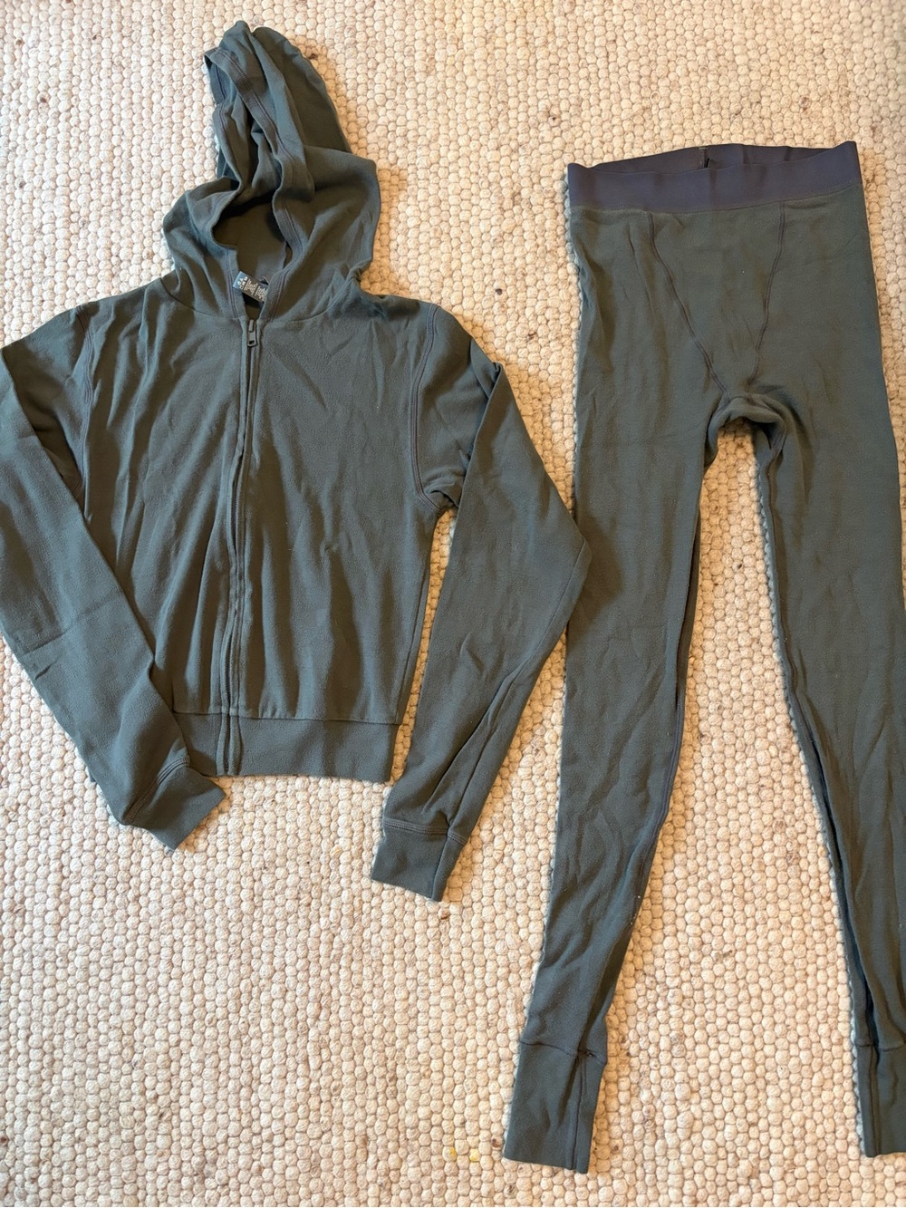 SKIMS Olive Green Hoodie & Leggings Set